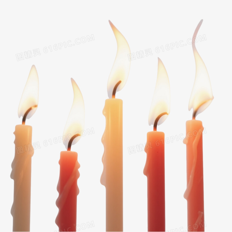 黄白渐变蜡烛火焰漂浮元素