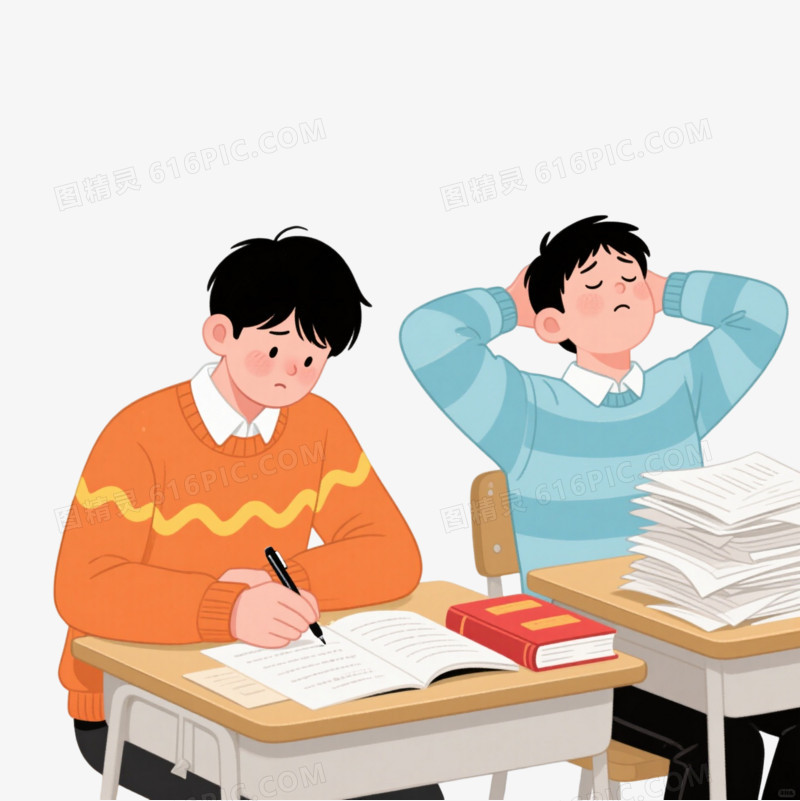 考研加油卡通手绘元素