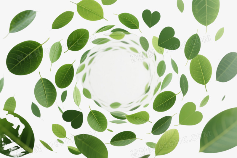 绿叶螺旋飘散漂浮元素