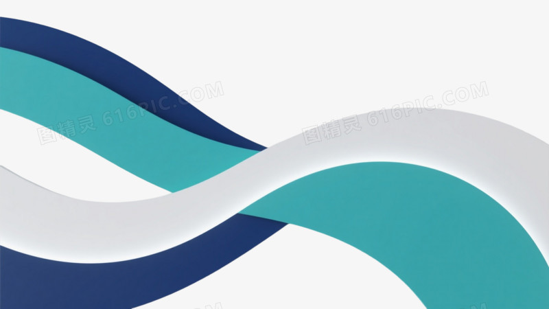 深蓝青绿白几何曲线装饰图案