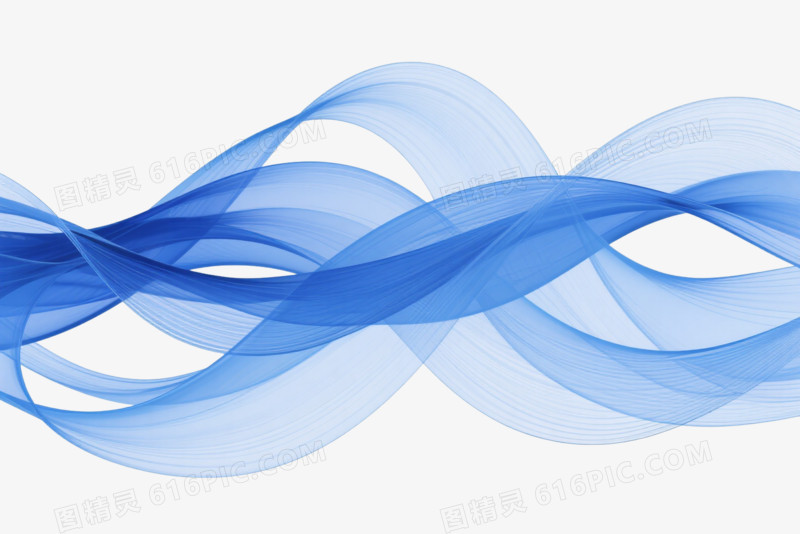 蓝渐变波浪线条漂浮元素
