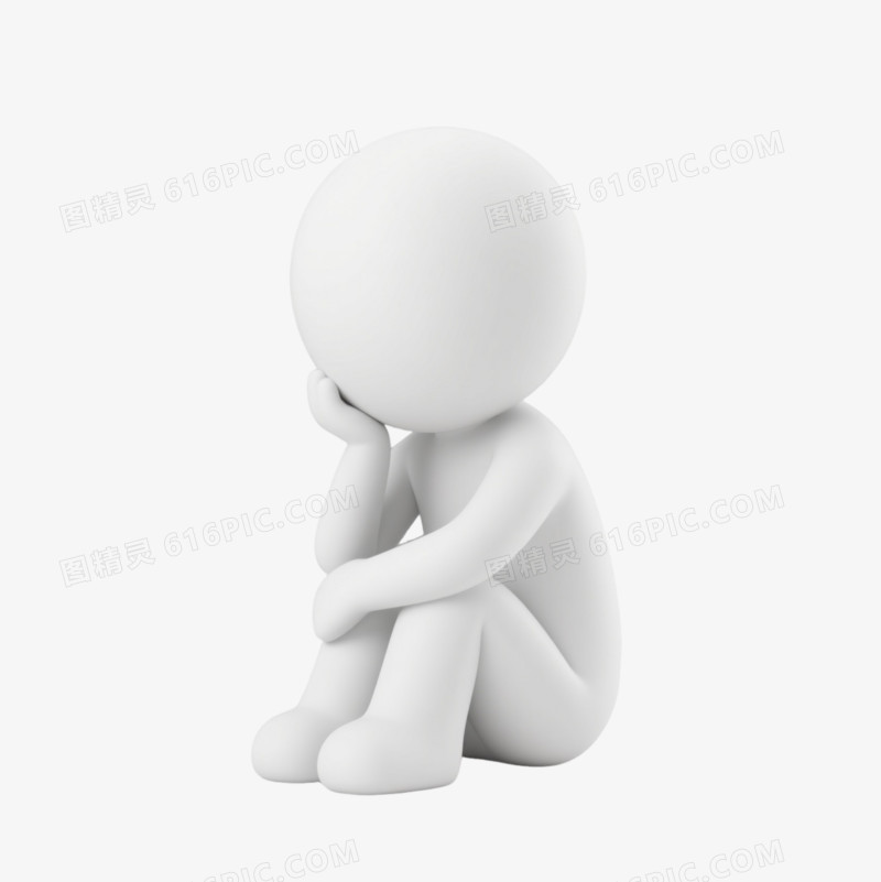 白色3D简约小人漂浮元素