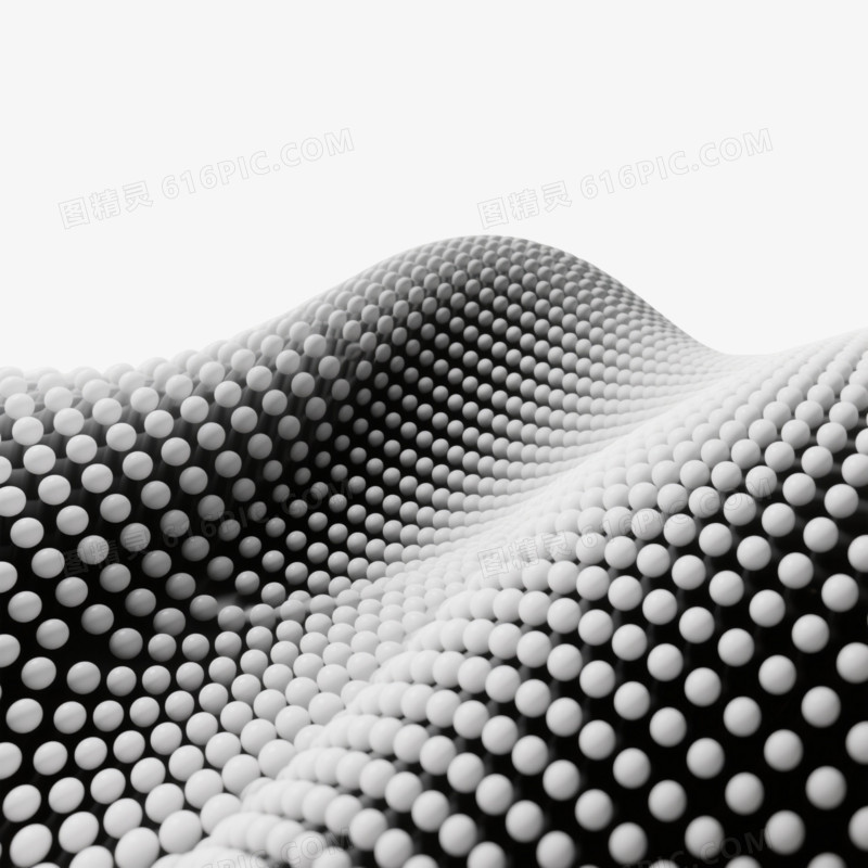 灰白点阵波浪三维扭曲元素