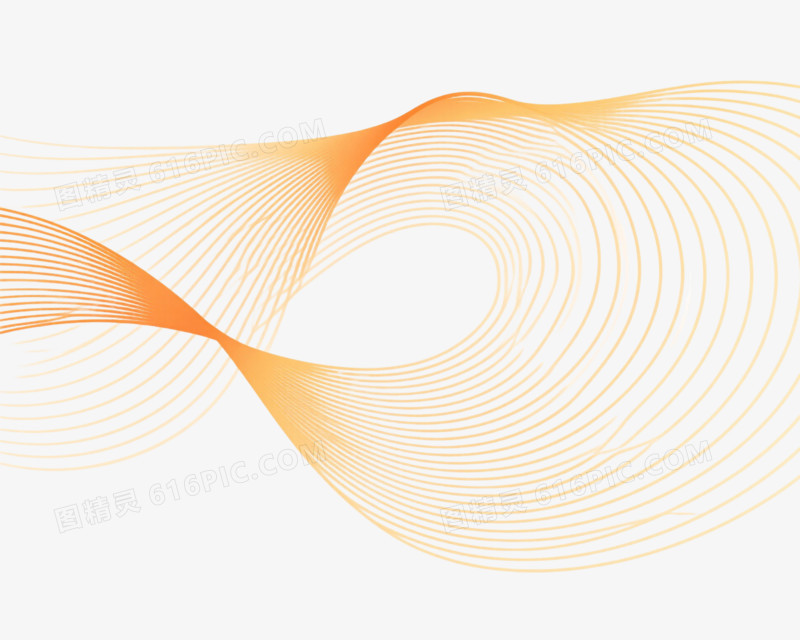 橙黄渐变波浪线条漂浮元素
