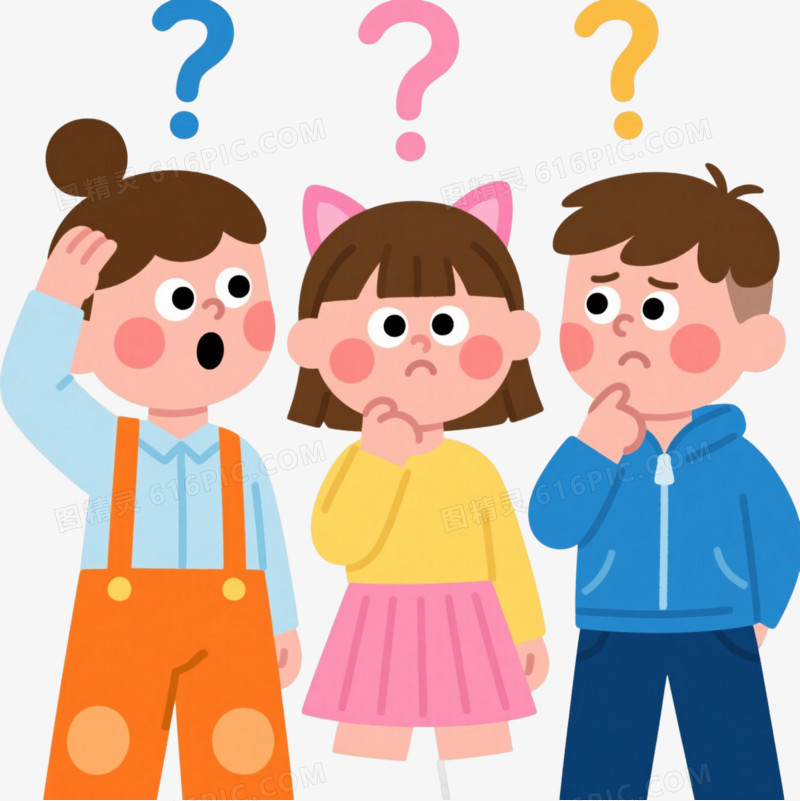困惑儿童扁平插画卡通手绘元素
