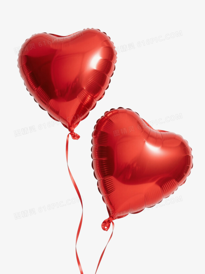 红色心形气球漂浮元素