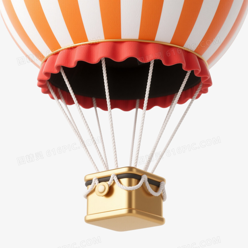 橙白条纹热气球3D素材