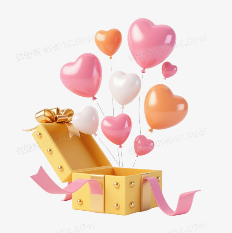 黄色礼盒漂浮元素