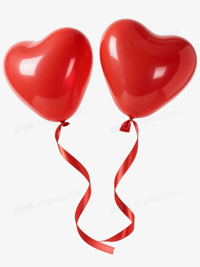 红色心形气球漂浮元素