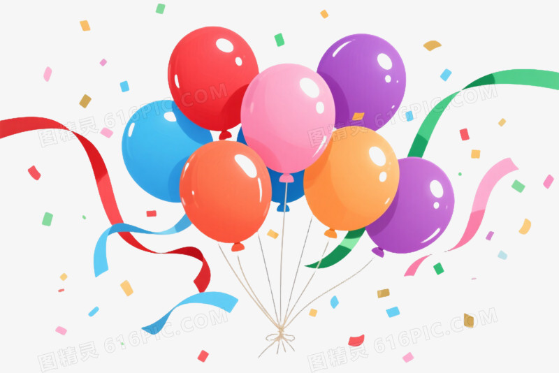 彩色气球卡通插画漂浮元素