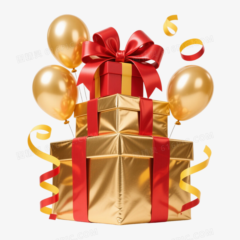 红金礼盒节日元素