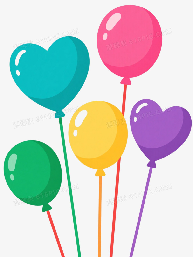 五彩气球卡通手绘元素