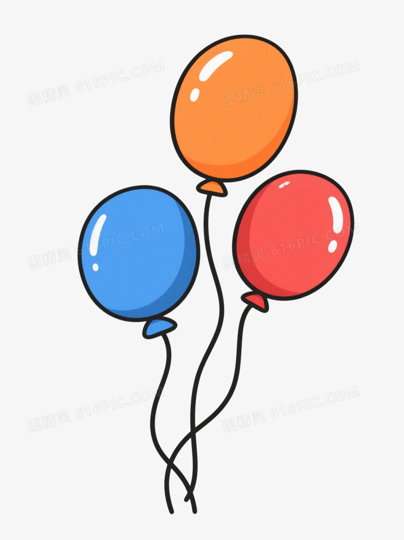 彩色气球卡通手绘元素