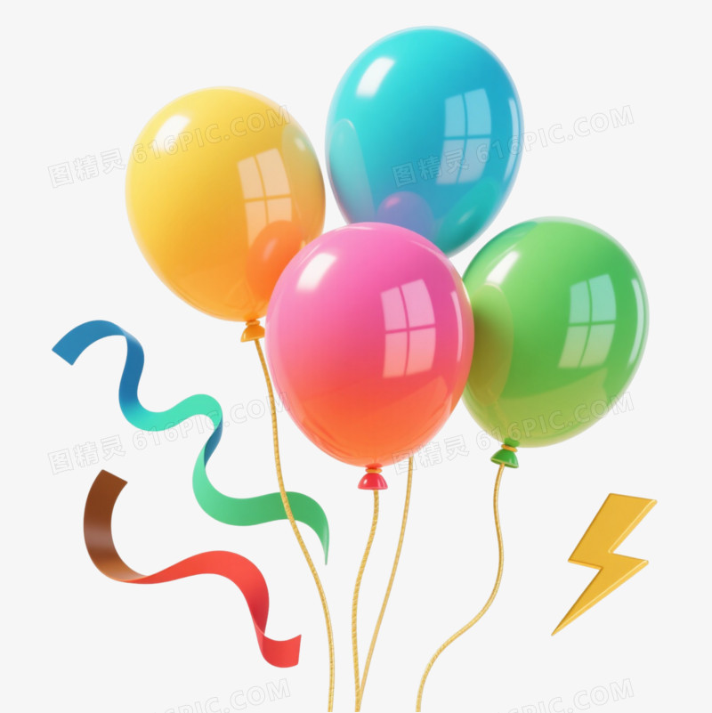 彩色气球卡通插画元素
