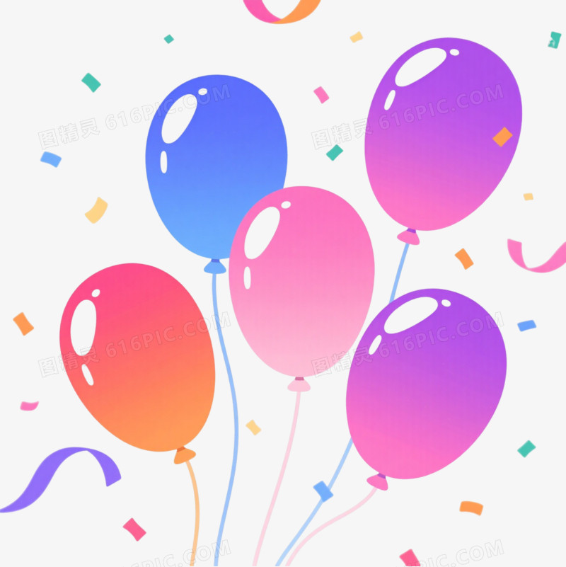 渐变气球扁平插画漂浮元素