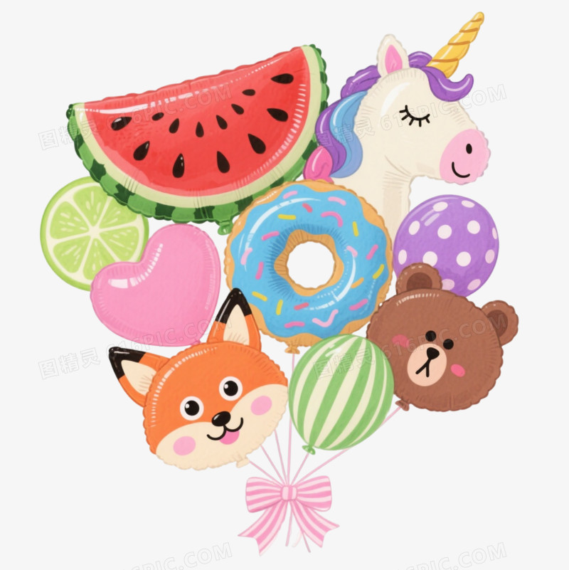 水彩手绘彩色气球卡通手绘元素