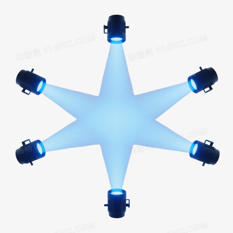 深蓝聚光灯光束效果元素