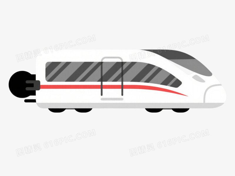 白灰红高速列车插画元素