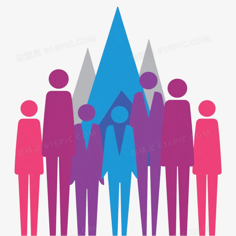 渐变色人形剪影漂浮元素