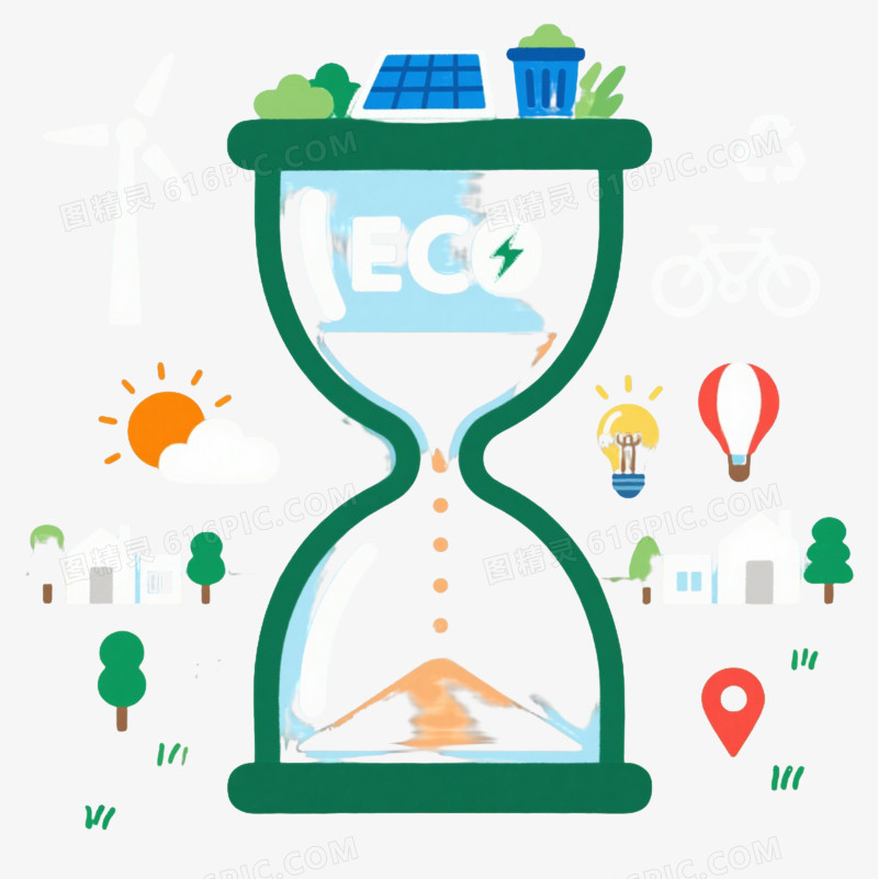 沙漏生态图扁平插画元素