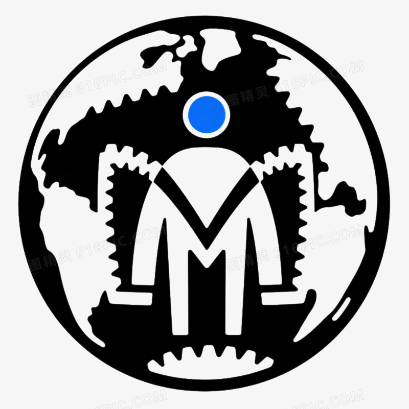 白地球蓝点人形漂浮元素