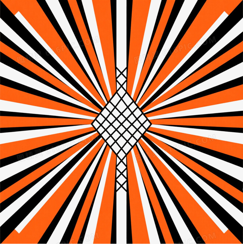 橙黑放射几何装饰图案