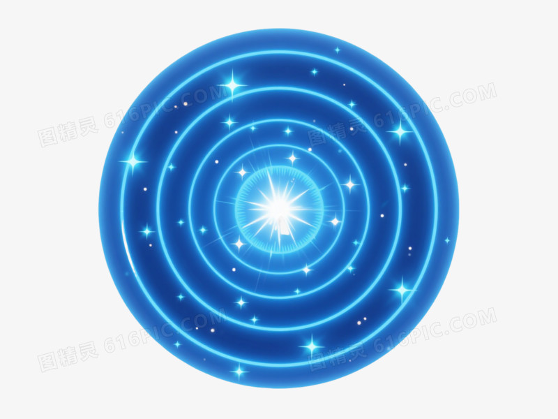 蓝青霓虹魔法阵漂浮元素