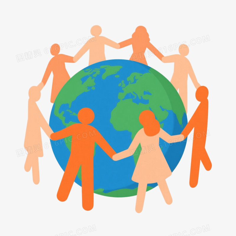 绿蓝地球仪环绕人形剪影矢量元素