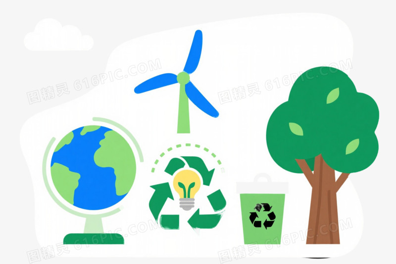 绿色环保主题扁平插画元素