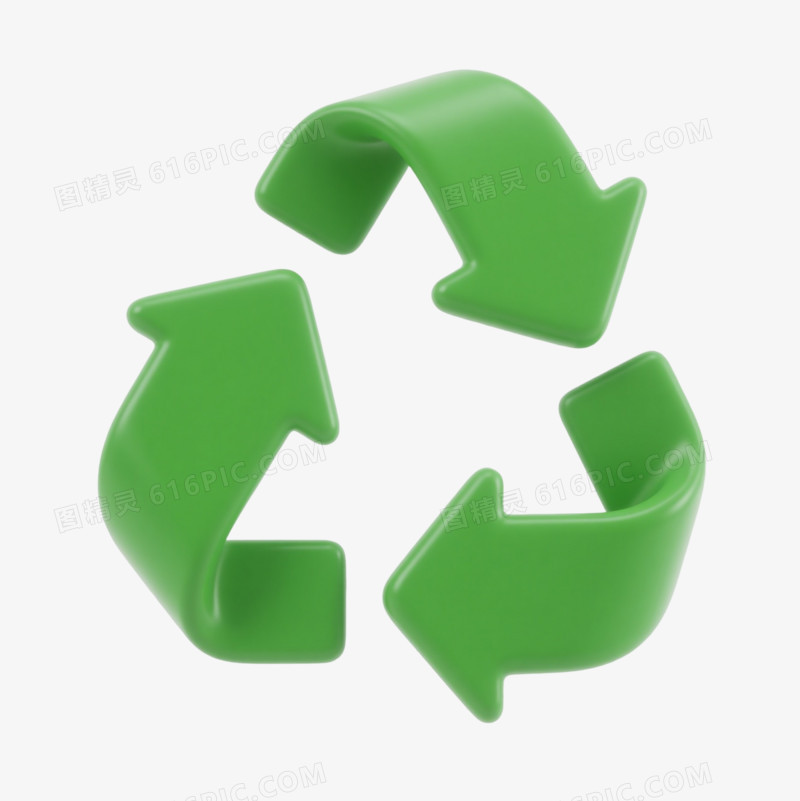绿色三箭头循环回收标志漂浮元素