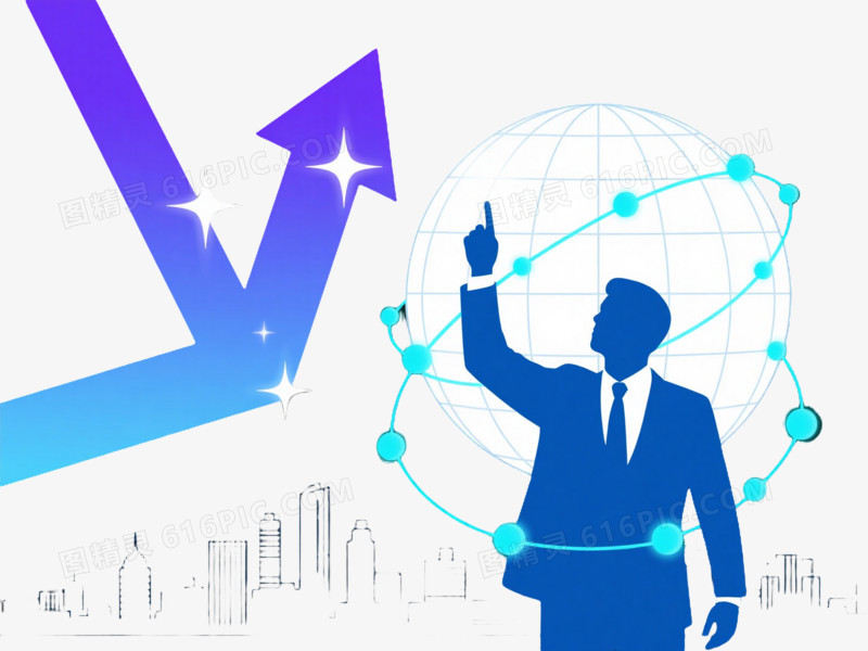蓝色科技商务男性矢量插画元素