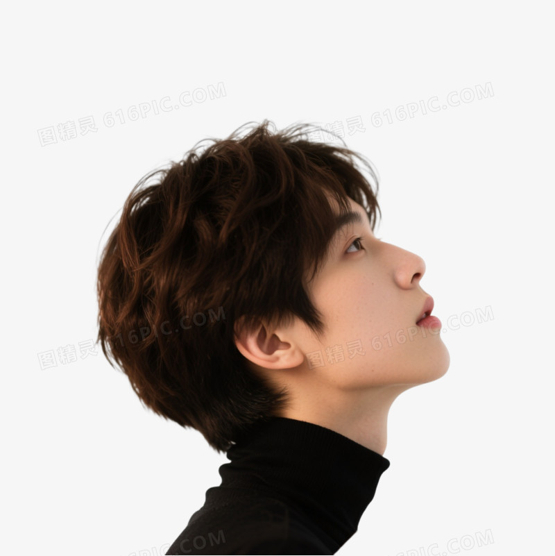 深棕短发少年漂浮元素
