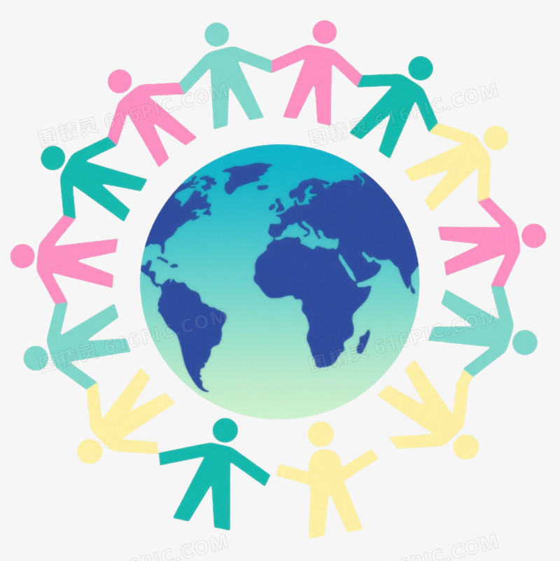 浅蓝绿地球仪扁平插画元素