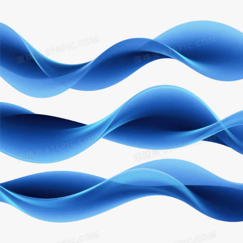 蓝渐变波浪漂浮元素