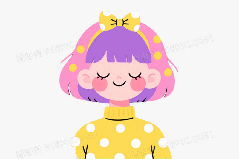 粉色短发女孩漂浮元素