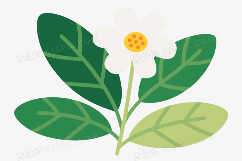 绿叶雏菊扁平插画元素