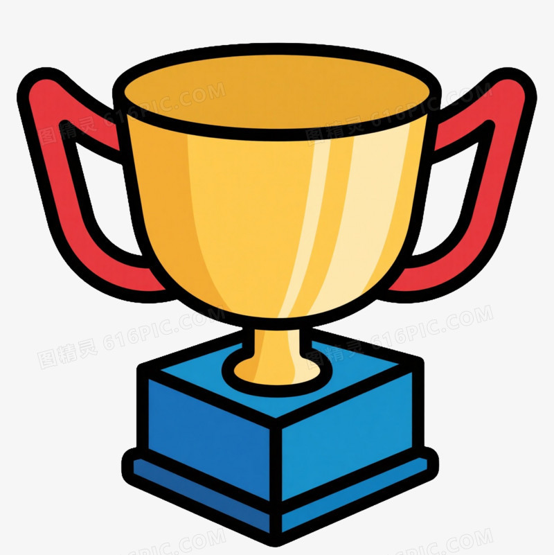 金色奖杯卡通手绘元素