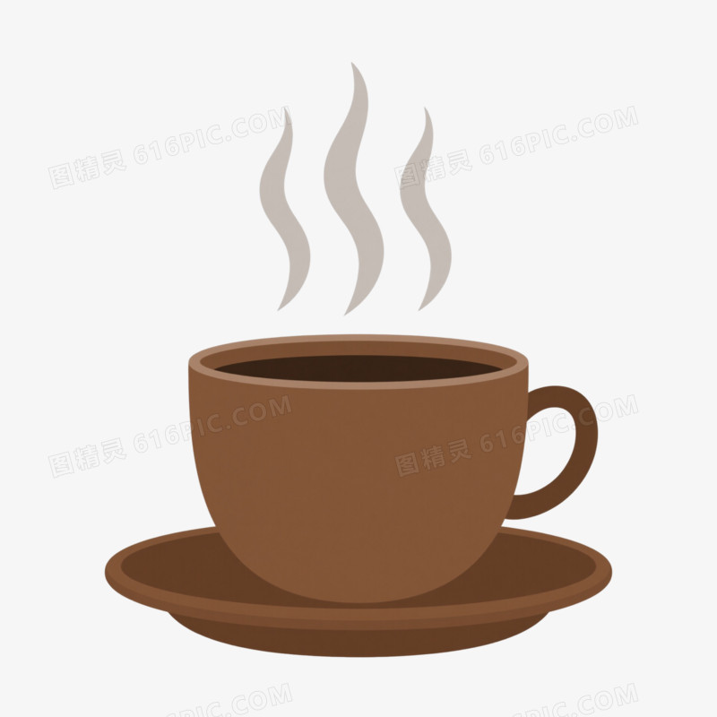 棕色咖啡杯碟产品实物元素
