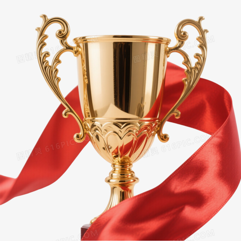金色雕花奖杯漂浮元素