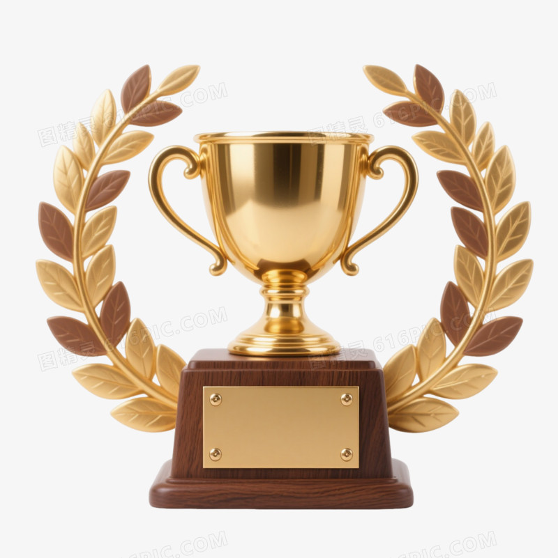 金色月桂奖杯产品实物元素
