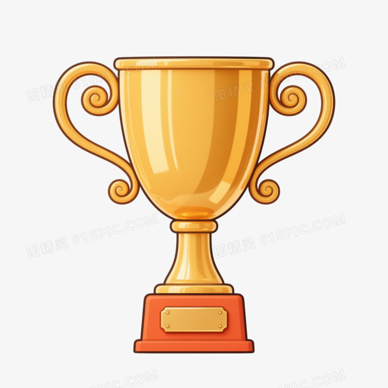 金色奖杯卡通手绘元素