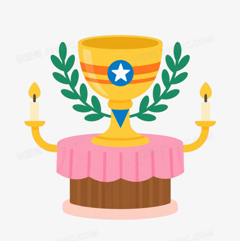 金色圣杯扁平插画装饰图案