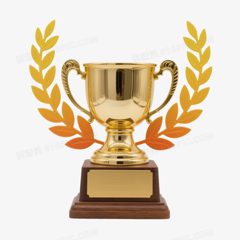 金色双耳奖杯产品实物元素