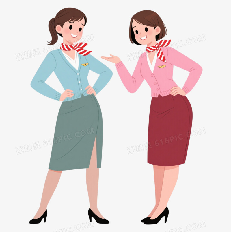 空乘人员扁平插画元素