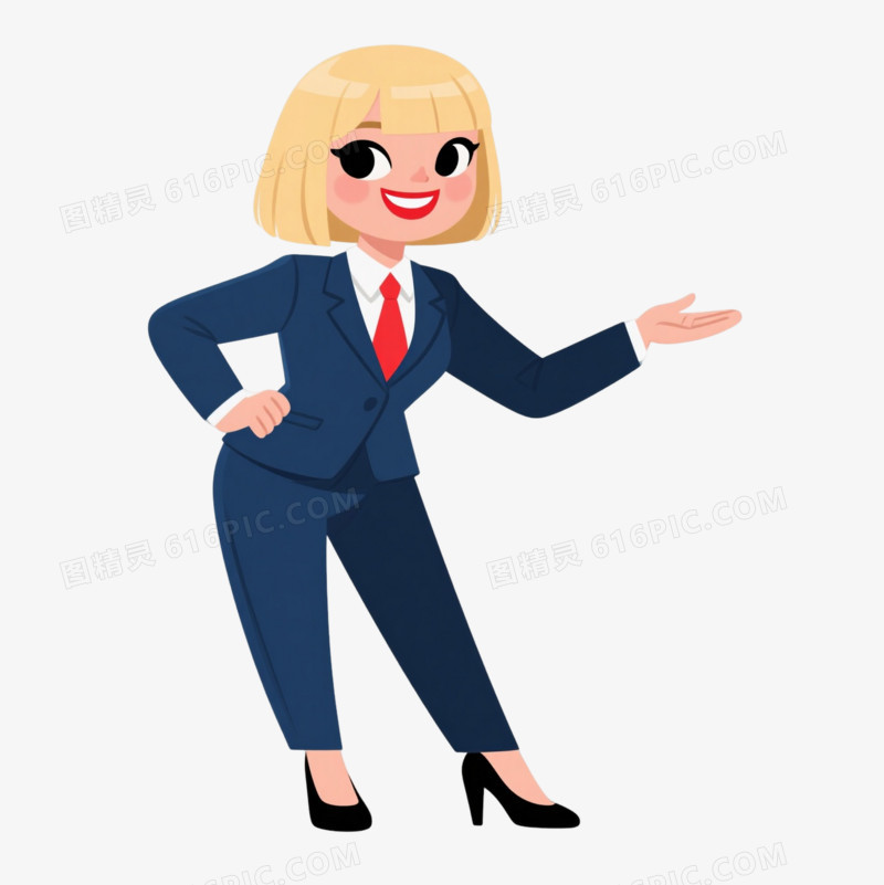 金发女商务人士扁平插画元素
