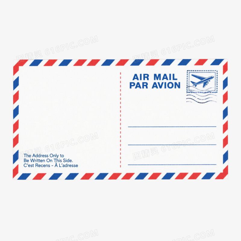红蓝条纹航空信封背面元素