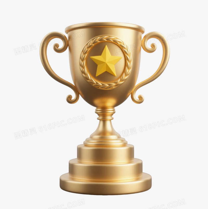 金色奖杯3D渲染元素