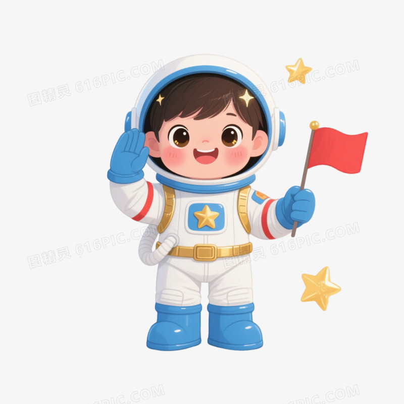 Q版宇航员小孩卡通手绘元素