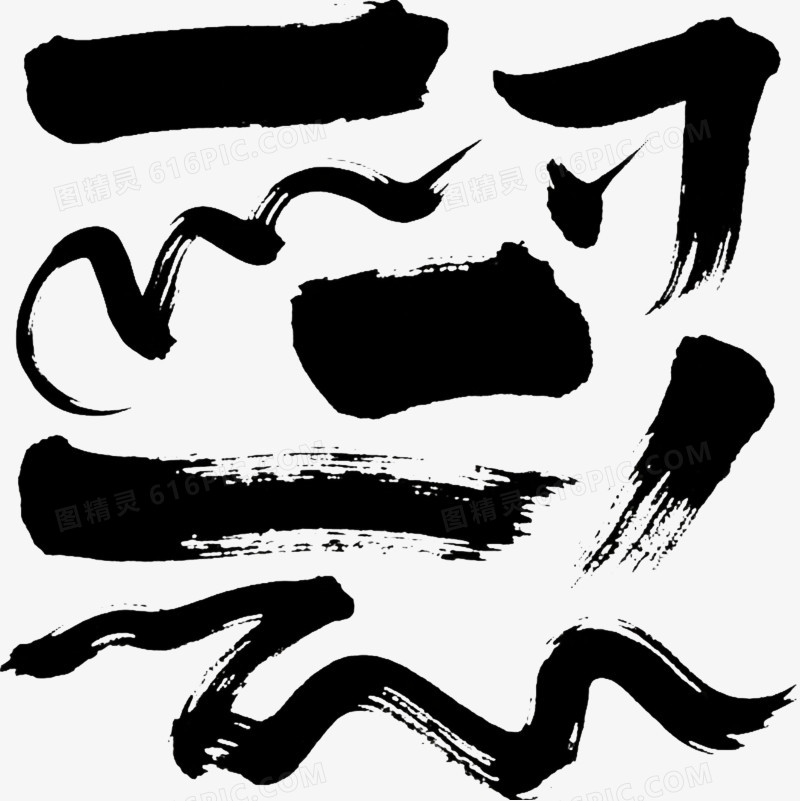 黑色水墨笔触效果元素