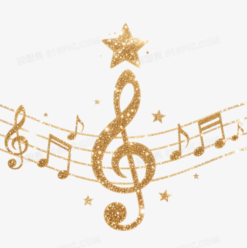 金色闪粉G谱号装饰图案